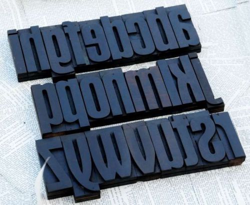a-z ART NOUVEAU alphabet 4.41&#034; letterpress wooden printing blocks wood type ABC
