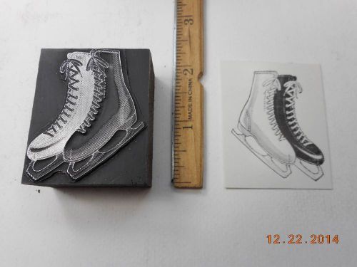 Letterpress Printing Printers Block, Two Ice Skates