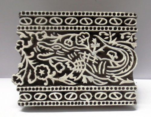 INDIAN WOODEN HAND CARVED TEXTILE PRINTING ON FABRIC BLOCK / STAMP DESIGN HOT 25