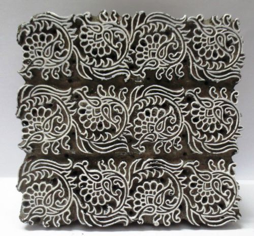 INDIAN WOOD HAND CARVED TEXTILE PRINTING FABRIC BLOCK STAMP DESIGN HOT 154