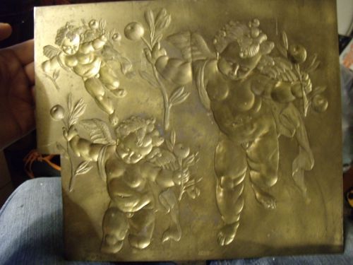 Sold Brass Or Bronze Printing Press Mold Of Cherubs For STYLART Signed NYC 1983