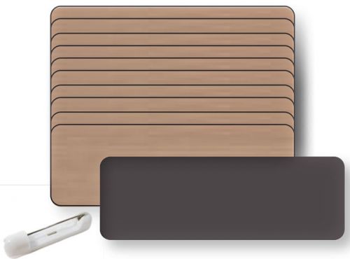 10 blank 1 x 3 copper name badges tags 1/8&#034; corners and safety pin fasteners for sale