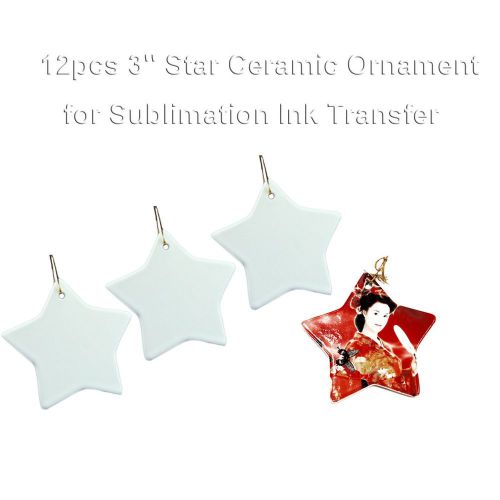 12pcs Blank Sublimation Star Ceramic Ornaments For Art Christmas Tree Decoration