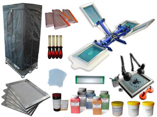 Easy starter 2 workstation 4 color screen printing kit low cost fast shipping for sale