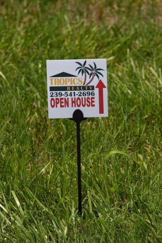 50 Printed Landscape Pesticide Signs Open House Signs with Plastic Step Stakes