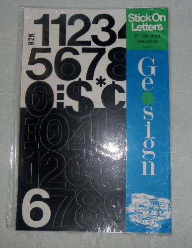Geosign Stick On Vinyl Letters Black 2&#034; (50mm) Helvetica Numbers Numerals