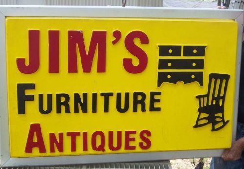 Furniture &amp; Antique Cast Aluminum Lighted Store Sign Jim&#039;s Furniture &amp; Antiques