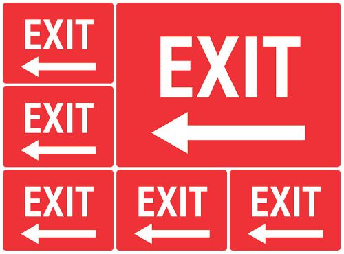 Office Exit Sign New Arrow Left Signs Quality Warehouse Six 6 Pack New Work s147