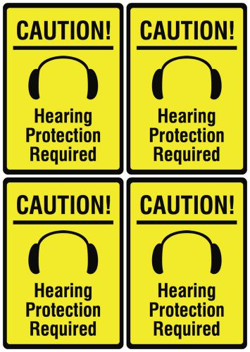 Set Of Four Sign Caution Hearing Protection Required Signs Industrial Work Place