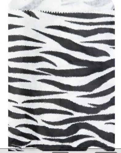 Zebra Print 5&#039;&#039; x 7&#034; Paper Gift Bag 100 Pack Party Favors Jewelry Candy Treats