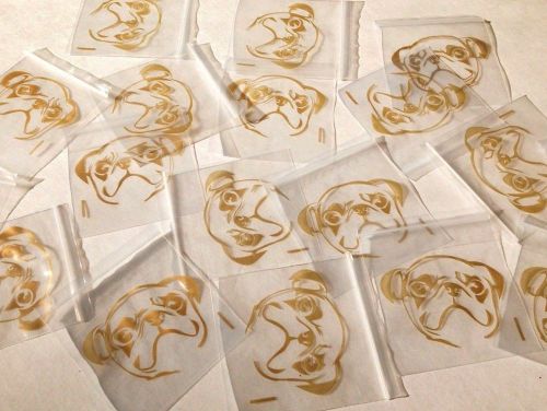 200 Gold Print-Clear Bulldog Bags (3.5x3.25) Small Ziplock Baggies - Food/Treats