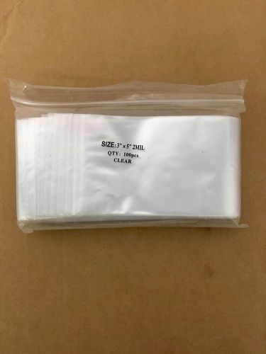 3&#034;x5&#034; (2mil) reclosable clear zip lock plastic bags (2 packs = 200pcs) for sale