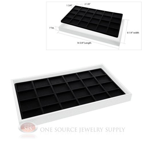 White Plastic Display Tray 24 Black Compartment Liner Insert Organizer Storage