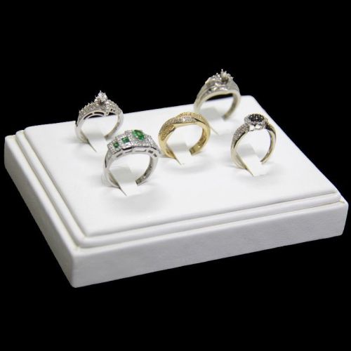 Ring Display (Low Style) With 5 Clips White Faux Leather
