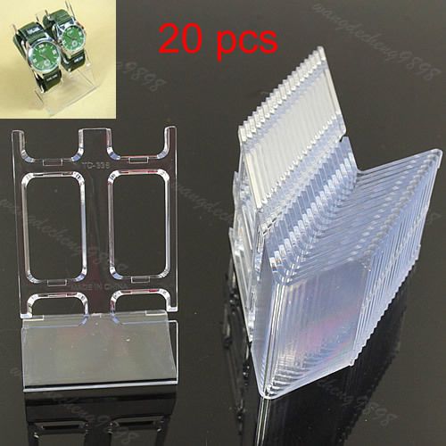 20Pcs Plastic Double Watch Bracelet Jewelry Showcase Display Stand Holder Clear