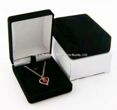 24 Black Velvet Pendant Chain Jewelry Display Gift Boxes