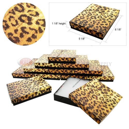 12 Leopard Print Gift Jewelry Cotton Filled Boxes 6 1/8&#034; x 5 1/8&#034; x 1 1/8&#034;