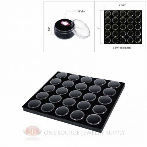 25 Black Gem Jar Foam Half Insert Tray Jewelry Display Organizer Gemstones