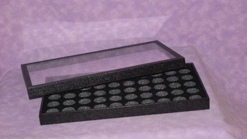 REMOVABLE TOP DISPLAY FOR 50 ROUND GEM JARS BLK