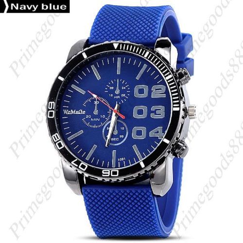 Big numbers rubber band quartz analog men&#039;s wristwatch free shipping blue for sale