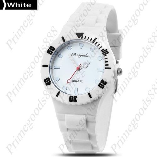 Jelly silicone band strap candy dial quartz wrist unisex free shipping in white for sale