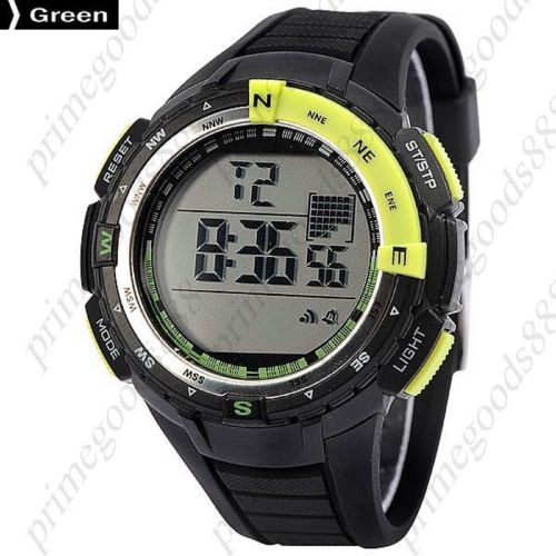 Lcd digital stopwatch date alarm silica gel free shipping men&#039;s wristwatch green for sale