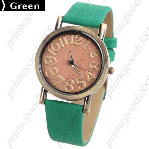 PU Leather Strap Round Quartz Wrist Wristwatch Free Shipping Women&#039;s Green