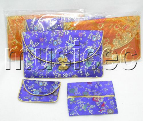 4sets 4pieces set X3 blue yellow zipper silk Jewelry bags handbag pouch T129A09