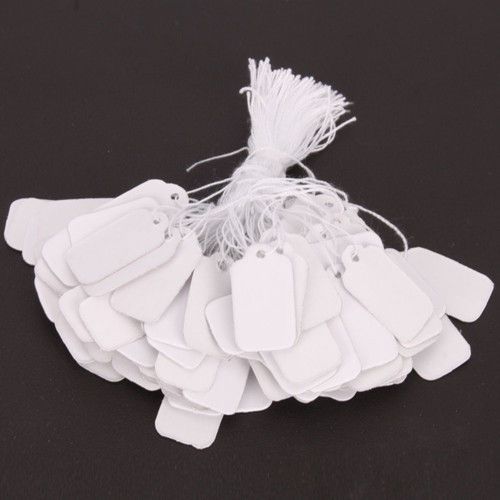 Popular useful 100pcs white string jewelry label price tags 23x13mm for sale