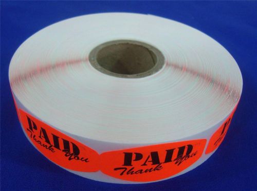 1,000 Self-Adhesive PAID Thank You Labels 1.5&#034; x .75&#034; Stickers Retail Supplies