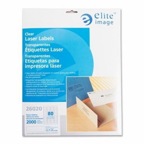 Elite Image Laser Labels, Address, 1/2&#034;x1-3/4&#034;, 2000/PK, Clear (ELI26020)