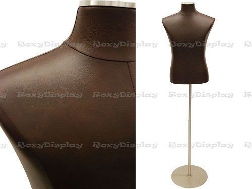 Male Brown PU leather cover Shirt Dress Jersey Body Form #JF-33M01PU-BN+BS-04