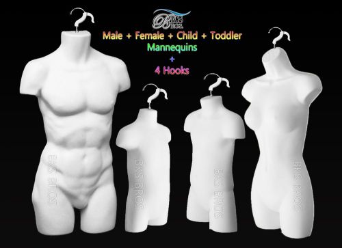 White  Female Dress Male Child Toddler - 4 Mannequin Display Body Forms