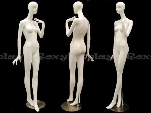 Female Fiberglass Mannequin High Glossy White Abstract Fashion Style #MZ-IVY4