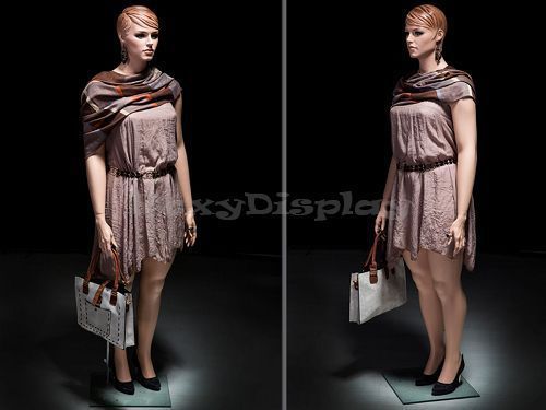 Plus Size Female Fiberglass Mannequin with Molded Hair Dress form #MZ-AVIS1