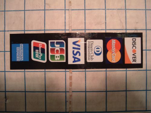 CREDIT CARD LOGO DECAL STICKER Visa MasterCard Discover American Express 2-sided