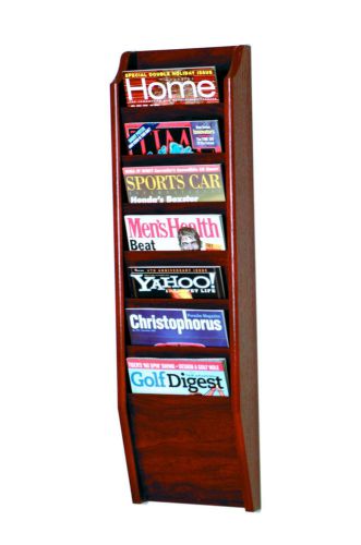 Wooden mallet  mr36-7 dark red mahogany 7 pocket magazine wall rack for sale