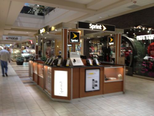 Large Retail Mall Kiosk, with countertops, display lights and storage