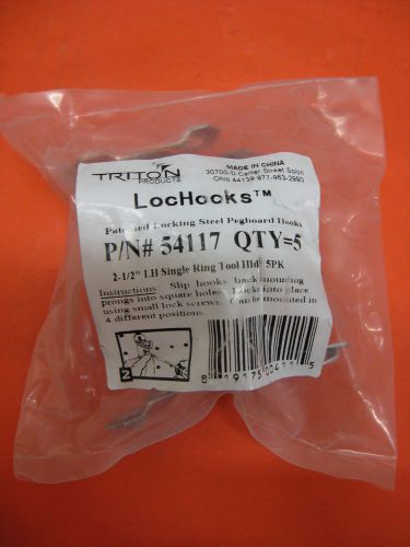 Triton Products LocHooks 2-1/2&#034; Pegboard LH Single Ring Tool Holder 5pk #54117
