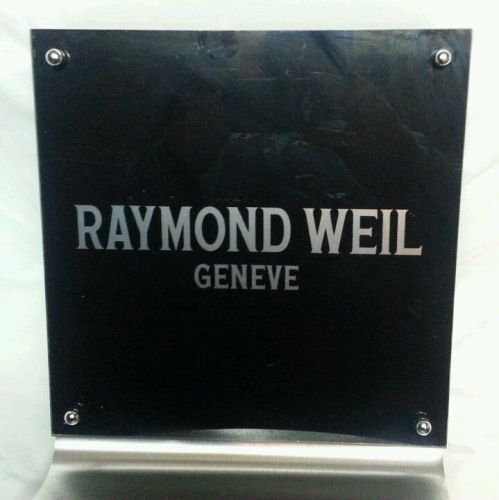 Raymond Weil Geneve Watch Shop Retail Countertop Display Sign Stainless Steel