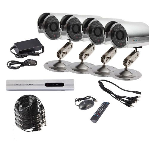 4 ch channel h.264 cctv dvr security surveillance color night vision cameras kit for sale