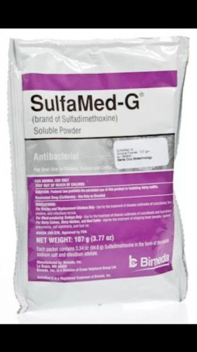 SulfaMed-G Sulfadimethoxine Water Treatment Poultry Cattle Antibiotic 107 g pkg