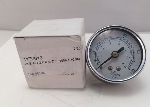 Air Pressure Gauge 0-100 PSI 1/4&#034; NPT CBM 2&#034; 1170013