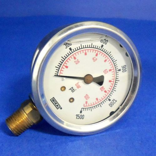 Wika 0-1500 psi 100 bar 1/2&#034; npt liquid filled pressure gauge, nnb for sale