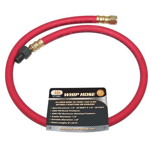 IIT Tools 2.5&#039; Rubber Air Whip Hose Red #11650 Short 1/4&#034; 800PSI Burst Pressure