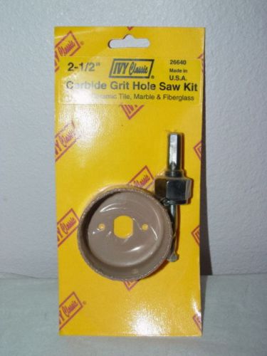 Ivy Classic 2 1/2&#034; Carbide Grit Hole Saw KIT  NEW 26640  USA 1&#034; Cutting Depth