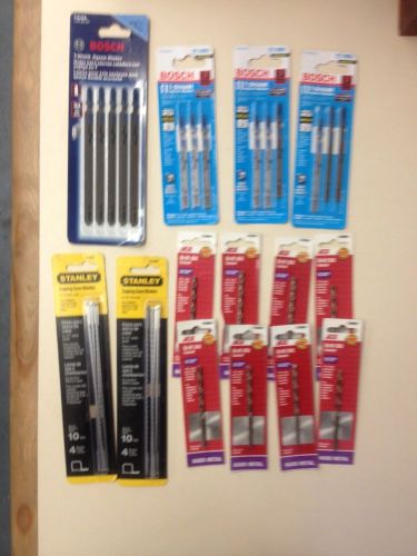 Assorted bit/blade set - drill bits, t-shank jigsaw blades, coping saw blades for sale