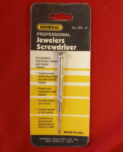New General Tools Jeweler Screwdriver .080 Blade Width 3-7/8&#034; Lg USA MADE #600-1