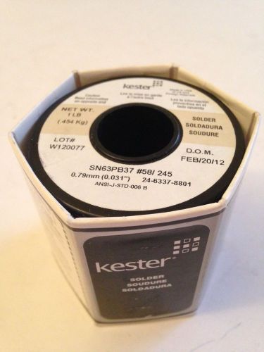 Kester No Clean 245 Solder Wire , .031&#034;dia. , core size 58, Sn63Pb37