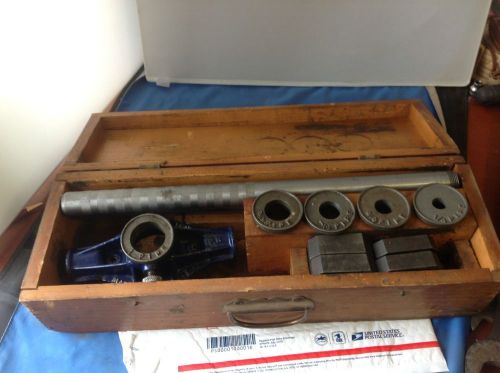 Vintage craftsman pipe threading dies n.p.t. pipe dies wooden tool box for sale